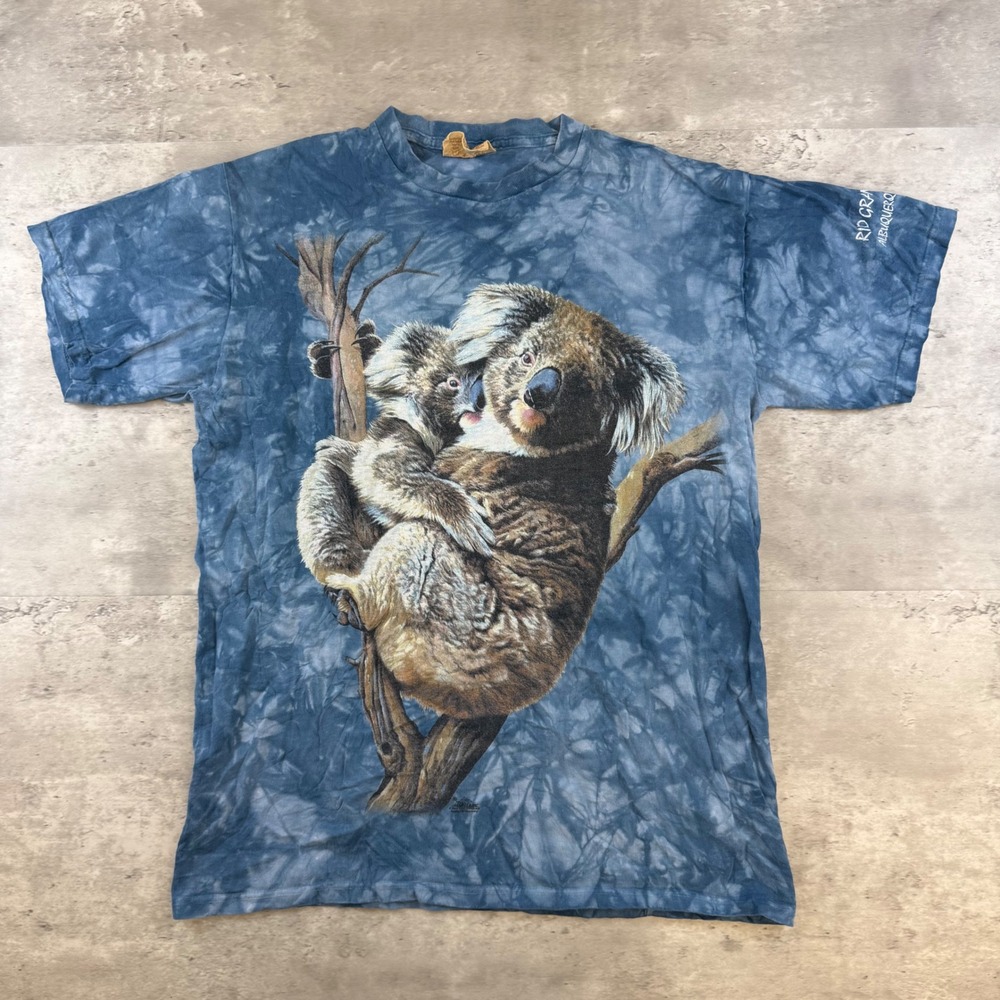 The Mountain Koala Tie Dye Graphic T-Shirt Blue Mens Medium Nature Animal Print